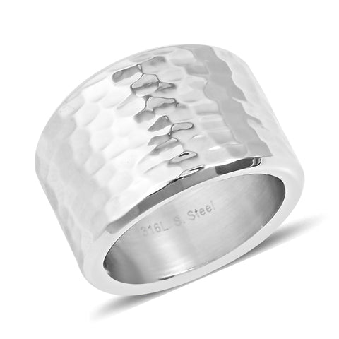 Thick Stainless Steel Hammered Textured Ring (Size 5.5)