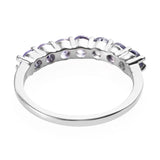 Platinum over Sterling Silver 1.05 ct TANZANITE 7 Stone Ring