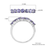 Platinum over Sterling Silver 1.05 ct TANZANITE 7 Stone Ring