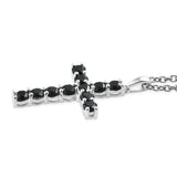 Sterling Silver Thai BLACK SPINEL Cross Pendant with 20" Stainless Steel Chain