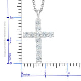 Sterling Silver White TOPAZ Cross Pendant with 20" Stainless Steel Chain