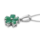 Platinum over Sterling Silver 1.36cts EMERALD Flower Ring, Pendant and Chain Set