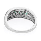 Platinum/Sterling Silver 5 Stone 1.59 cts EMERALD and White Zircon Ring