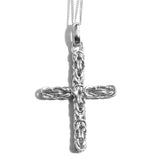 Sterling Silver Byzantine Link Cross Pendant with 20" Chain