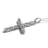 Sterling Silver Byzantine Link Cross Pendant with 20" Chain