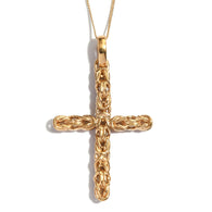14K Yellow Gold over Sterling Silver Byzantine Cross Pendant with Chain