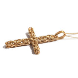 14K Yellow Gold over Sterling Silver Byzantine Cross Pendant with Chain
