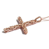 14K Rose Gold over Sterling Silver Byzantine Cross Pendant with Chain