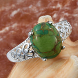 Sterling Silver Green Mojave TURQUOISE Filigree/Scroll Work Ring
