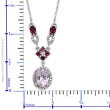 Platinum/Sterling Silver Premium KUNZITE & Multi Gemstone Necklace 18"-20'