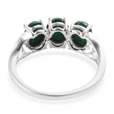 Sterling Silver African Malachite 3 Stone Trilogy Ring (Size 7)