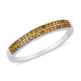 Platinum/Sterling Double Row .25ct Yellow DIAMOND Stackable Band Ring