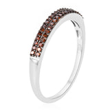 Platinum/Sterling Double Row .25ct Red DIAMOND Stackable Band Ring