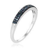Platinum/Sterling Double Row .25ct Blue DIAMOND Stackable Band Ring