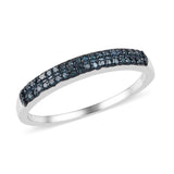 Platinum/Sterling Double Row .25ct Blue DIAMOND Stackable Band Ring