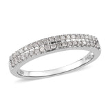 Platinum/Sterling Double Row .25ct White DIAMOND Stackable Band Ring