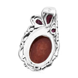 Artisan Crafted Sterling Silver Red JADE & GARNET Pendant w/Chain