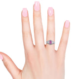 Platinum over Sterling Silver HOT Pink SAPPHIRE & ZIRCON Halo Ring (Size 10)