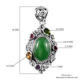 Artisan made Sterling Silver Green JADE & Multi Gemstones Pendant w/Chain