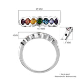 Designer *GP Platinum over Sterling Silver Multi Gemstone Band Ring