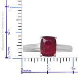 Platinum over Sterling Silver 3.2 ct Cushion Cut African RUBY Solitaire Ring