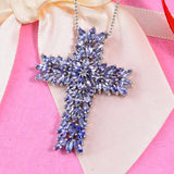 Platinum over Sterling Silver 6.4ct TANZANITE Cross Pendant with Chain