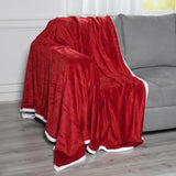 Red Warm and Cozy Microfiber/Sherpa Throw Blanket (80" X 60")