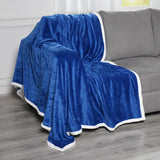 Blue Warm and Cozy Microfiber/Sherpa Throw Blanket (80" X 60")