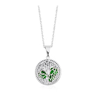 Stainless Steel Tree of Life with Simulated Emerald Loose Stones Pendant & Chain (18 in)