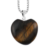 Two Heart Pendants 32Cts TIGER'S EYE/FLUORITE & One 18 Inch Stainless Steel Necklace