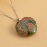 75Ct. Unakite Heart Pendant Necklace with 20 Inches Stainless Steel included.