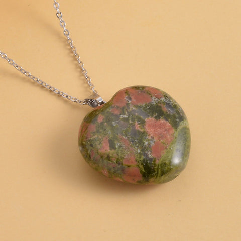 75Ct. Unakite Heart Pendant Necklace with 20 Inches Stainless Steel included.