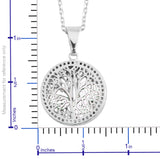 Stainless Steel Tree of Life with Simulated Diamond Loose Stones Pendant & Chain (18 in)