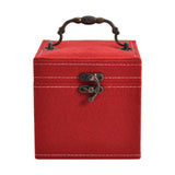 Velvet Three Layer Jewelry Box with Mirror, Handle and Lock In RED