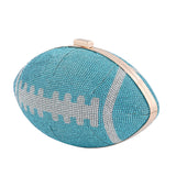 The Perfect SUPER BOWL Game Day Crystal Studded Football Clutch Bag ( BLUE )
