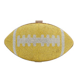 The Perfect SUPER BOWL Game Day Crystal Studded Football Clutch Bag (Yellow)
