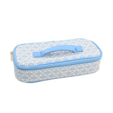 Blue IMAN Logo Print Satchel with Hidden Removeable Cosmetic/Lunch Case