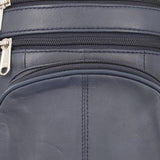 100% Genuine Leather Crossbody Messenger RFID Protected Bag in NAVY BLUE