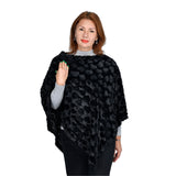 Comfy, Cozy & Fashionable HEART Pattern Faux Fur Poncho - One Size Fits Most ( BLACK )