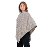 Comfy, Cozy & Fashionable HEART Pattern Faux Fur Poncho - One Size Fits Most ( LIGHT BROWN )
