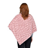 Comfy, Cozy & Fashionable HEART Pattern Faux Fur Poncho - One Size Fits Most ( LIGHT PINK )
