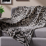 White Leopard Pattern Super Soft and Warm Animal Printed Flannel Blanket (80" X 60")