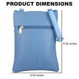 100% Genuine Leather Crossbody Messenger RFID Protected Bag in LIGHT BLUE