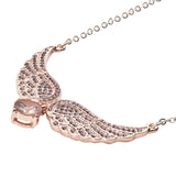 Pink Rhinestone Austrian Crystal Angel Wings Necklace 20.5-22.5 Inches in Rosetone