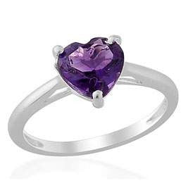 Sterling Silver Amethyst Solitaire Heart Ring