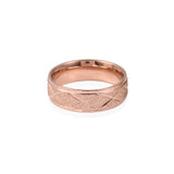 ION Rose Gold Plated Stainless Steel Criss Cross Textured Band Ring Unisex