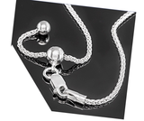 Sterling Silver Adjustable Bolo Rope Chain Adjusts from 1" to 24 inches