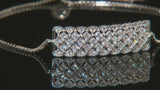 Rhodium/Sterling Silver White Cubic Zirconia Bar Adjustable Bolo Bracelet