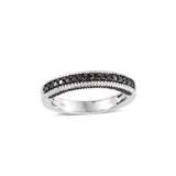 Sterling Silver Black Diamond & Black Diamond Side Accents Stackable Band Ring