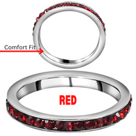 RED Stainless Steel Metal Austrian Crystal Eternity Band Stackable Ring
